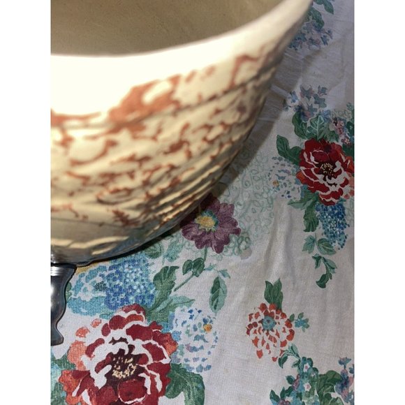 USA  crock roseville oh Spongeware Stoneware ICED TEA Cooler Dispenser w Lid - Picture 5 of 8